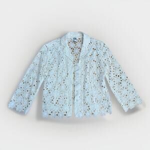 Vintage Lilly Pulitzer White Cotton Lace Jacket Style Top Size 8 100% Cotton